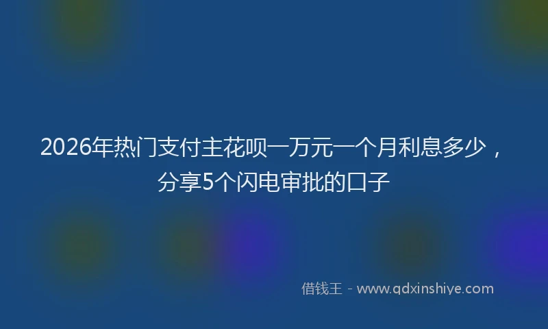 2026年热门支付主花呗一万元一个月利息多少，分享5个闪电审批的口子