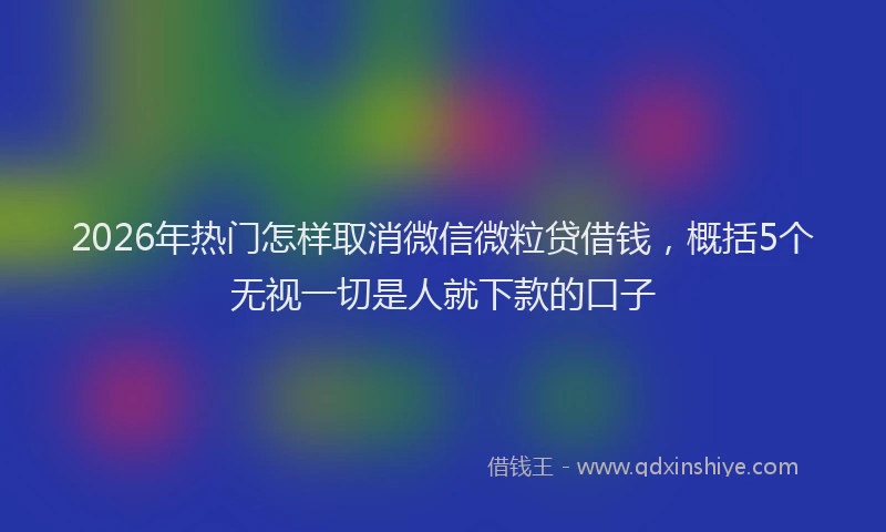 2026年热门怎样取消微信微粒贷借钱，概括5个无视一切是人就下款的口子