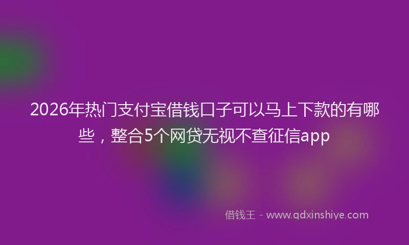 2026年热门支付宝借钱口子可以马上下款的有哪些，整合5个网贷无视不查征信app