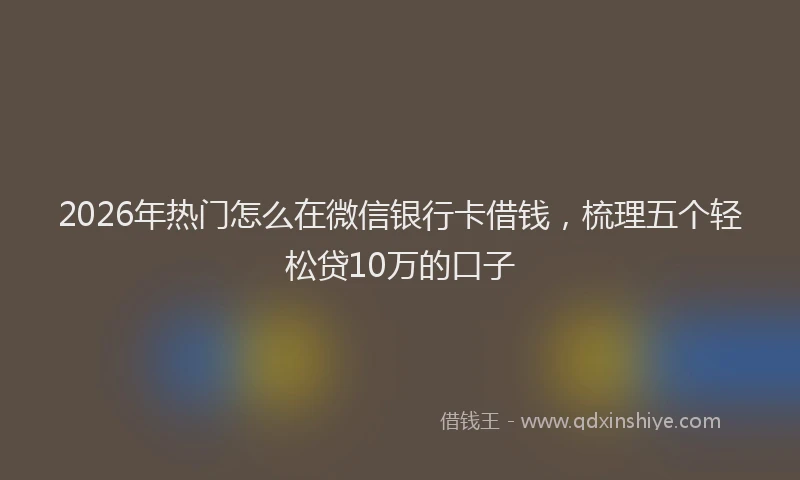 2026年热门怎么在微信银行卡借钱，梳理五个轻松贷10万的口子