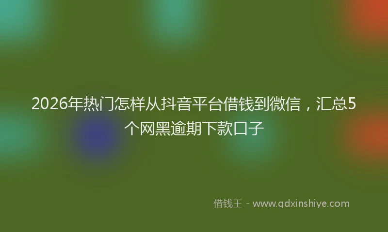 2026年热门怎样从抖音平台借钱到微信，汇总5个网黑逾期下款口子