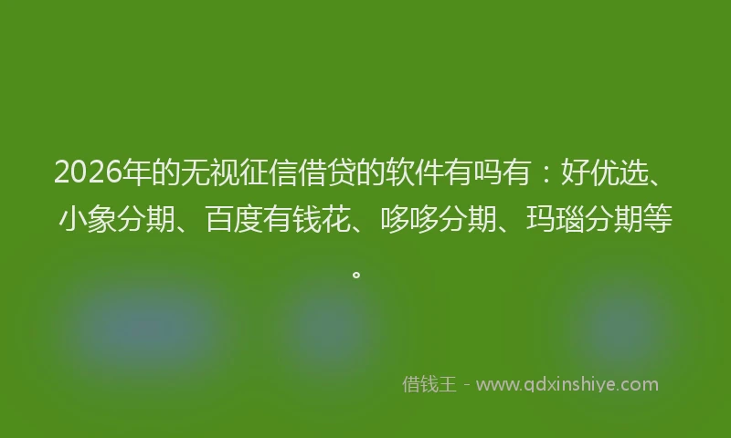 2026年的无视征信借贷的软件有吗有：好优选、小象分期、百度有钱花、哆哆分期、玛瑙分期等。