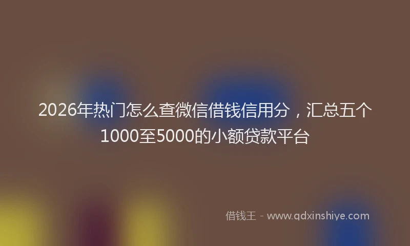 2026年热门怎么查微信借钱信用分，汇总五个1000至5000的小额贷款平台
