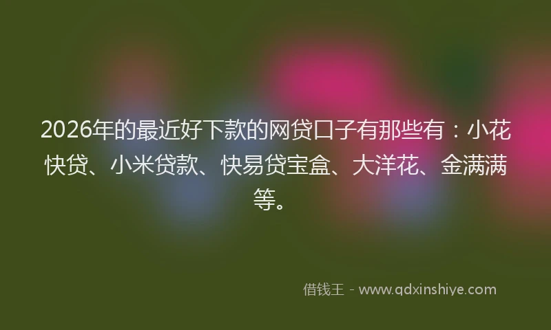 2026年的最近好下款的网贷口子有那些有：小花快贷、小米贷款、快易贷宝盒、大洋花、金满满等。