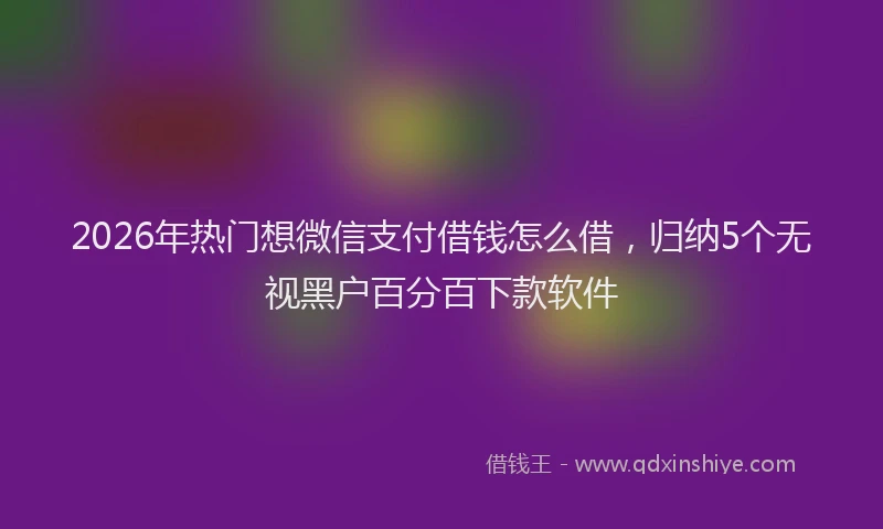 2026年热门想微信支付借钱怎么借，归纳5个无视黑户百分百下款软件
