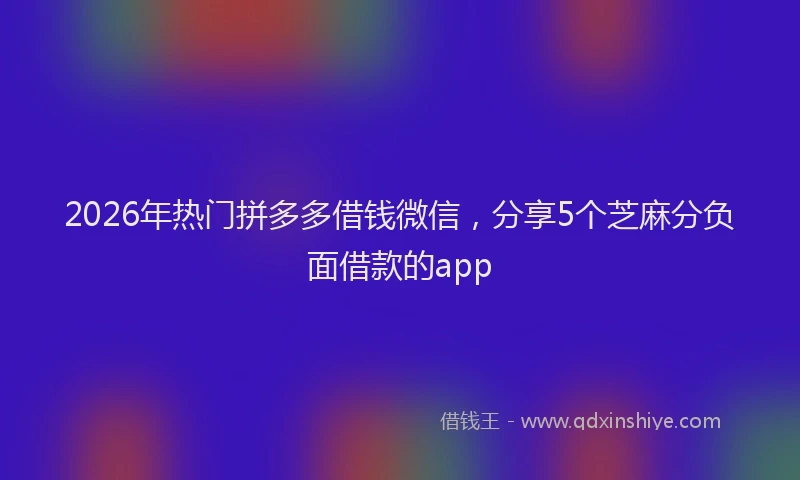 2026年热门拼多多借钱微信，分享5个芝麻分负面借款的app