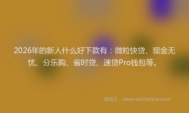 2026年的新人什么好下款有：微粒快贷、现金无忧、分乐购、省时贷、速贷Pro钱包等。