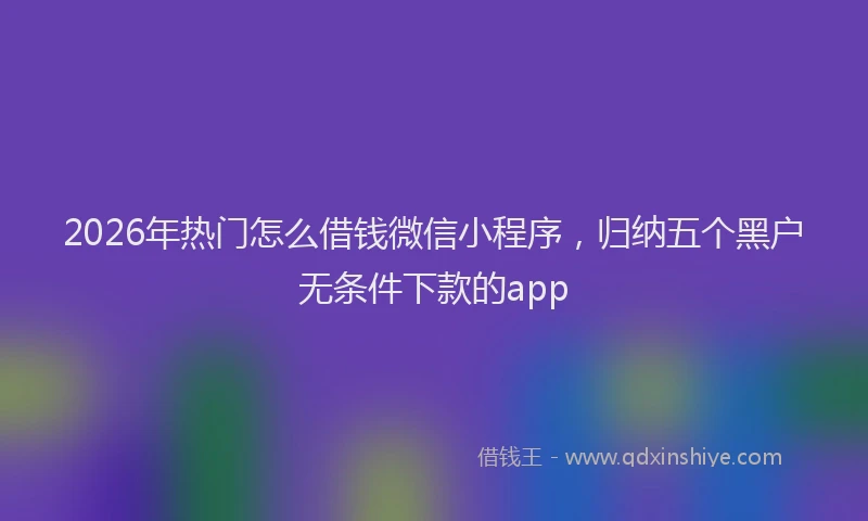 2026年热门怎么借钱微信小程序,归纳五个黑户无条件下款的app