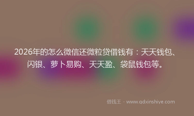2026年的怎么微信还微粒贷借钱有：天天钱包、闪银、萝卜易购、天天盈、袋鼠钱包等。