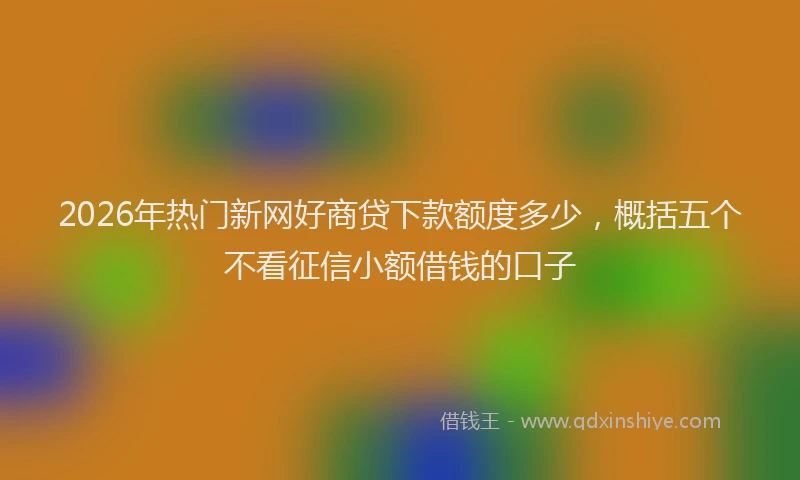 2026年热门新网好商贷下款额度多少，概括五个不看征信小额借钱的口子