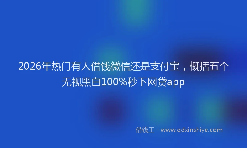 2026年热门有人借钱微信还是支付宝，概括五个无视黑白100%秒下网贷app