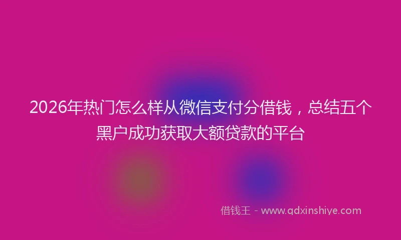 2026年热门怎么样从微信支付分借钱，总结五个黑户成功获取大额贷款的平台