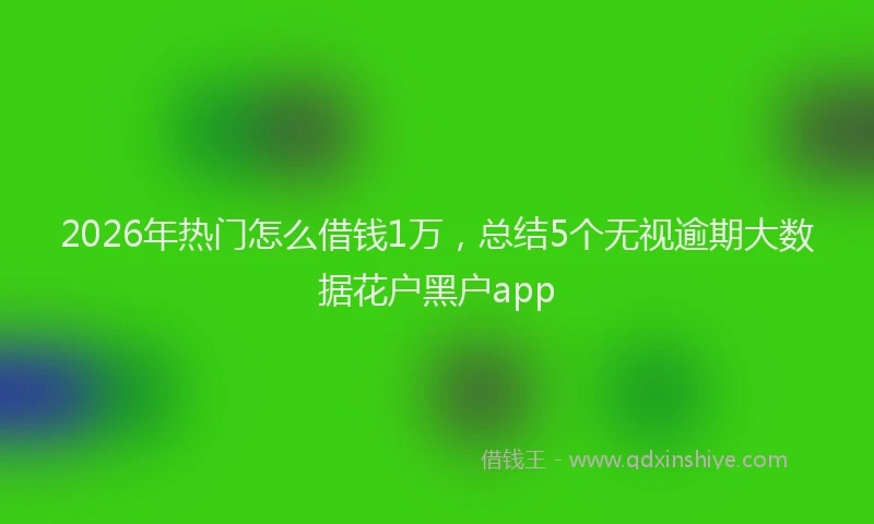 2026年热门怎么借钱1万，总结5个无视逾期大数据花户黑户app
