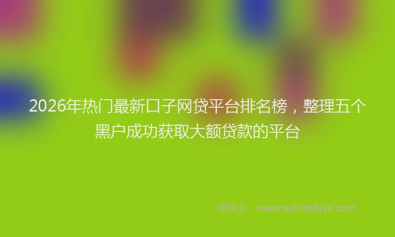 2026年热门最新口子网贷平台排名榜，整理五个黑户成功获取大额贷款的平台
