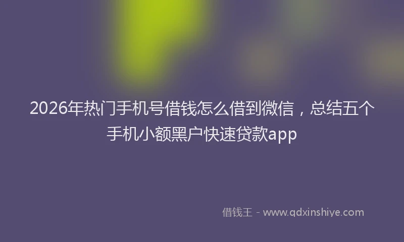 2026年热门手机号借钱怎么借到微信，总结五个手机小额黑户快速贷款app