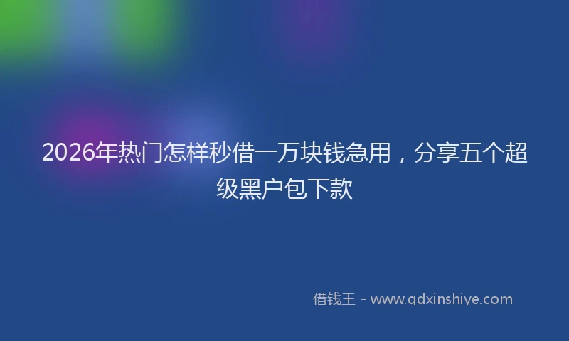 2026年热门怎样秒借一万块钱急用，分享五个超级黑户包下款