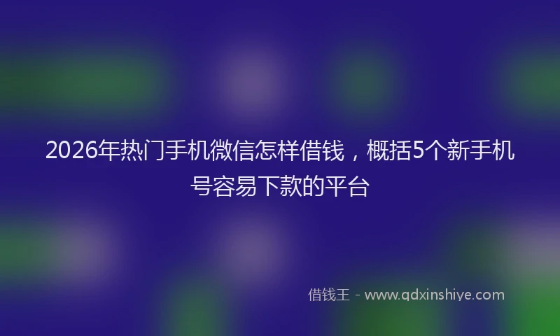 2026年热门手机微信怎样借钱，概括5个新手机号容易下款的平台