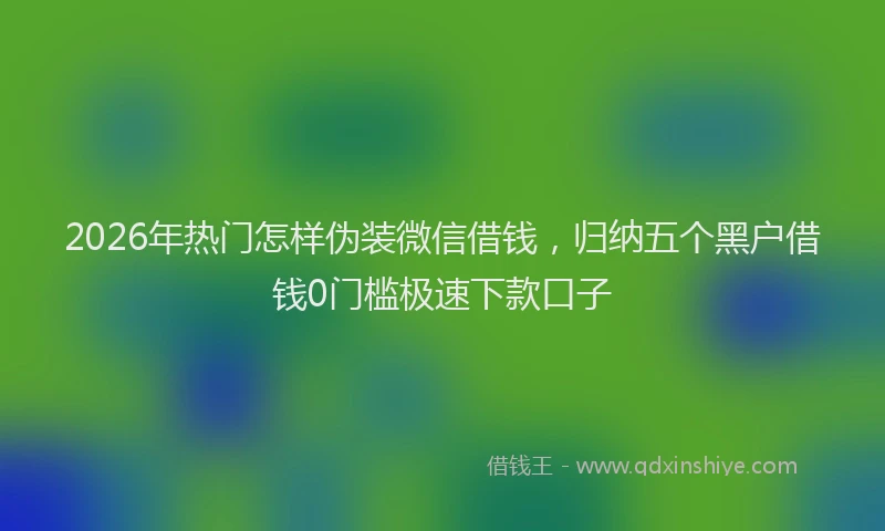 2026年热门怎样伪装微信借钱，归纳五个黑户借钱0门槛极速下款口子