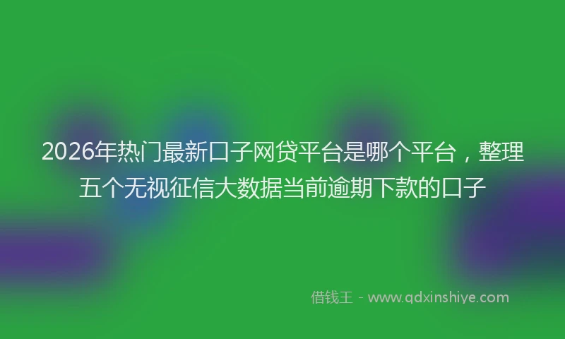 2026年热门最新口子网贷平台是哪个平台，整理五个无视征信大数据当前逾期下款的口子