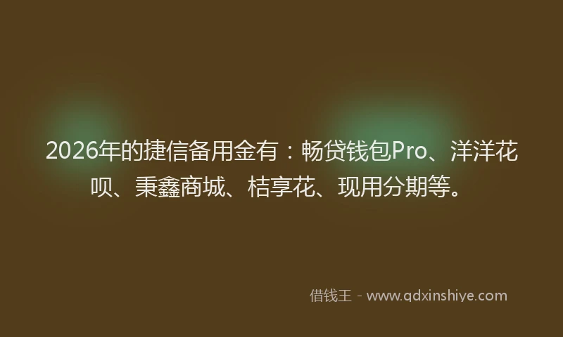 2026年的捷信备用金有：畅贷钱包Pro、洋洋花呗、秉鑫商城、桔享花、现用分期等。