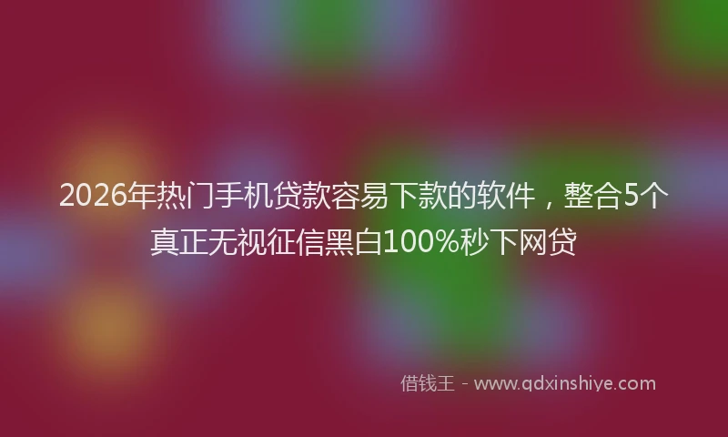 2026年热门手机贷款容易下款的软件，整合5个真正无视征信黑白100%秒下网贷
