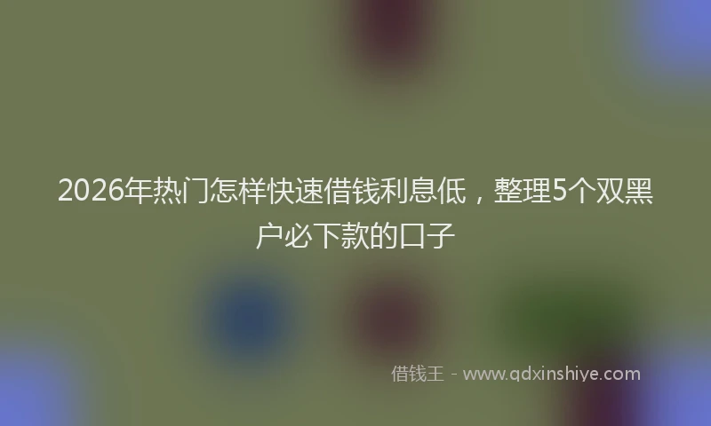2026年热门怎样快速借钱利息低,整理5个双黑户必下款的口子