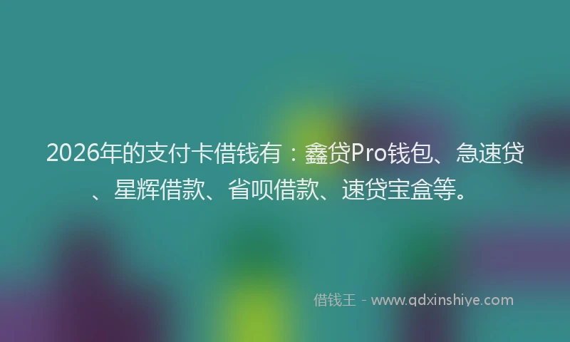 2026年的支付卡借钱有：鑫贷Pro钱包、急速贷、星辉借款、省呗借款、速贷宝盒等。