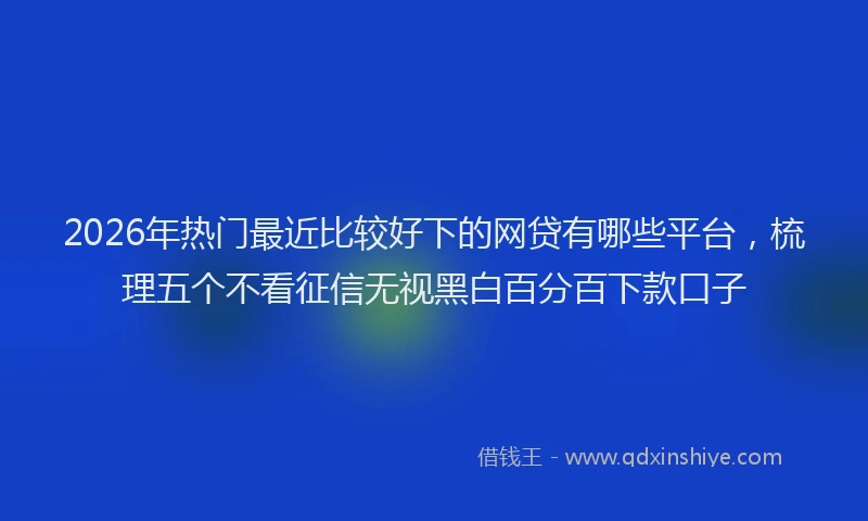 2026年热门最近比较好下的网贷有哪些平台,梳理五个不看征信无视黑白百分百下款口子