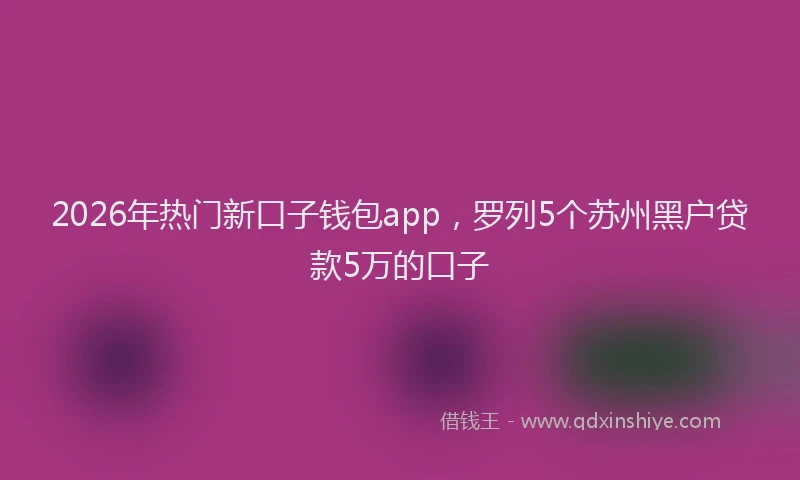 2026年热门新口子钱包app，罗列5个苏州黑户贷款5万的口子