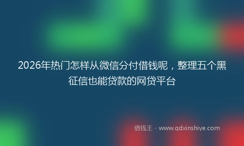 2026年热门怎样从微信分付借钱呢，整理五个黑征信也能贷款的网贷平台