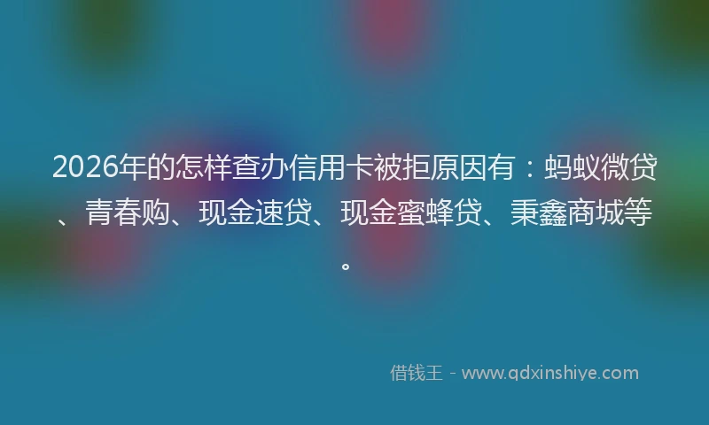 2026年的怎样查办信用卡被拒原因有：蚂蚁微贷、青春购、现金速贷、现金蜜蜂贷、秉鑫商城等。