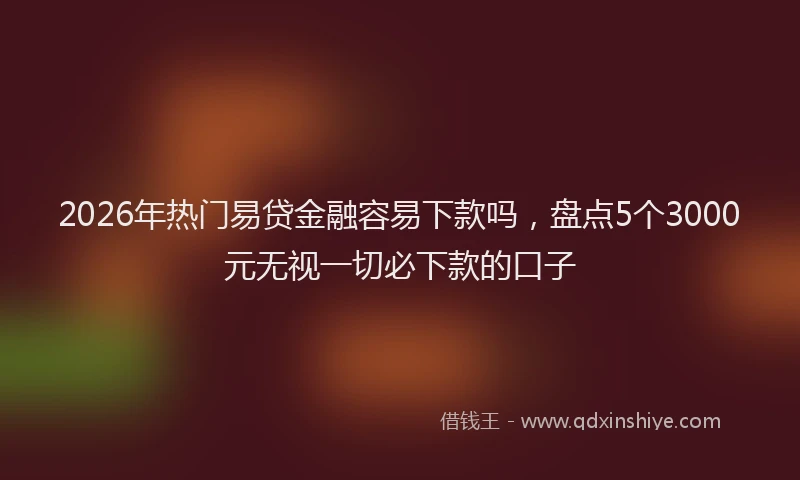 2026年热门易贷金融容易下款吗，盘点5个3000元无视一切必下款的口子