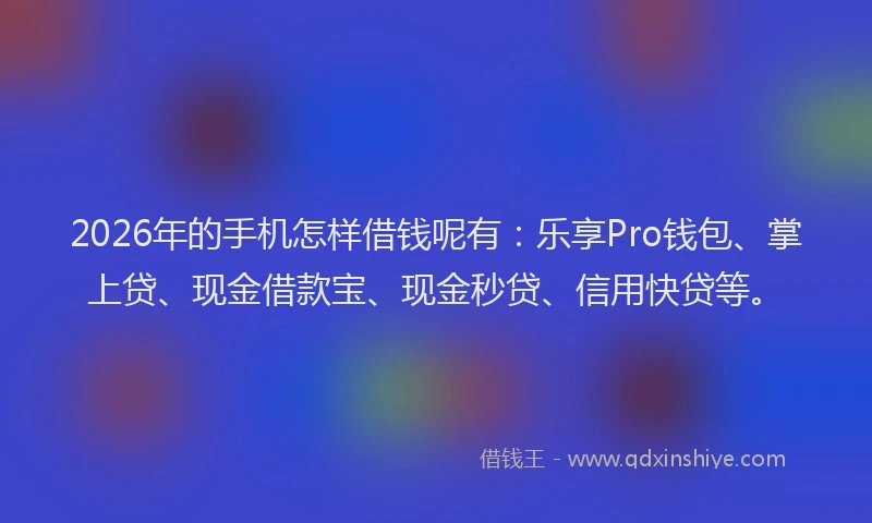 2026年的手机怎样借钱呢有：乐享Pro钱包、掌上贷、现金借款宝、现金秒贷、信用快贷等。