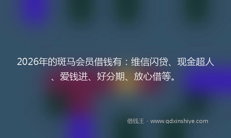 2026年的斑马会员借钱有：维信闪贷、现金超人、爱钱进、好分期、放心借等。