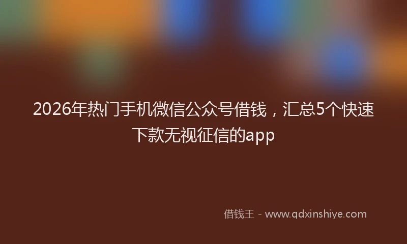 2026年热门手机微信公众号借钱，汇总5个快速下款无视征信的app