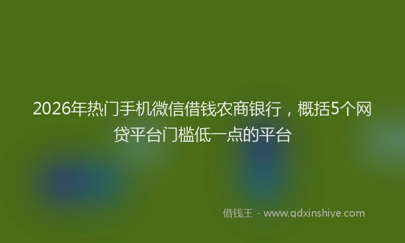 2026年热门手机微信借钱农商银行，概括5个网贷平台门槛低一点的平台