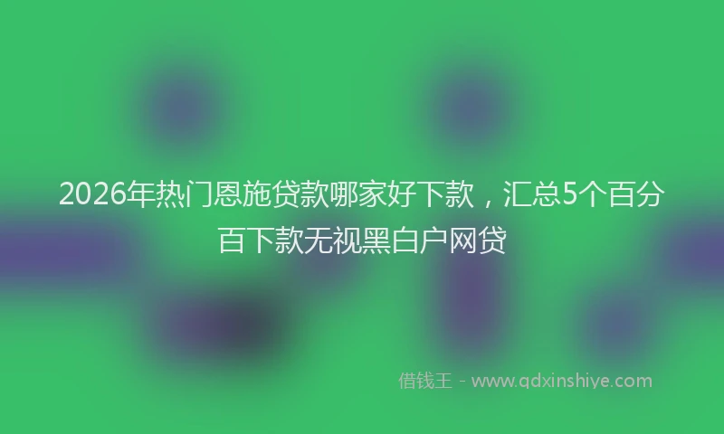2026年热门恩施贷款哪家好下款，汇总5个百分百下款无视黑白户网贷