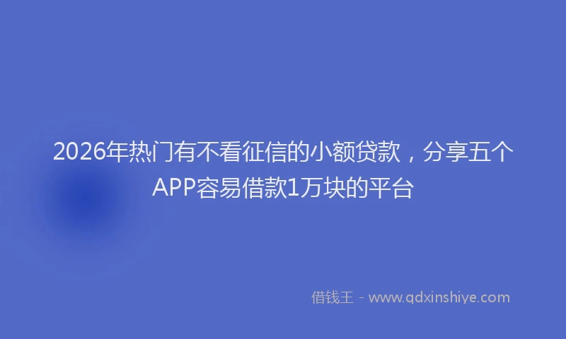 2026年热门有不看征信的小额贷款,分享五个APP容易借款1万块的平台