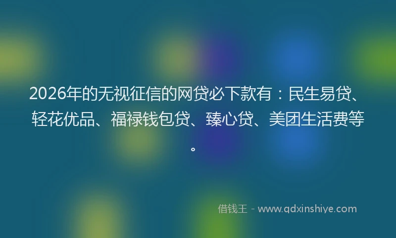 2026年的无视征信的网贷必下款有：民生易贷、轻花优品、福禄钱包贷、臻心贷、美团生活费等。