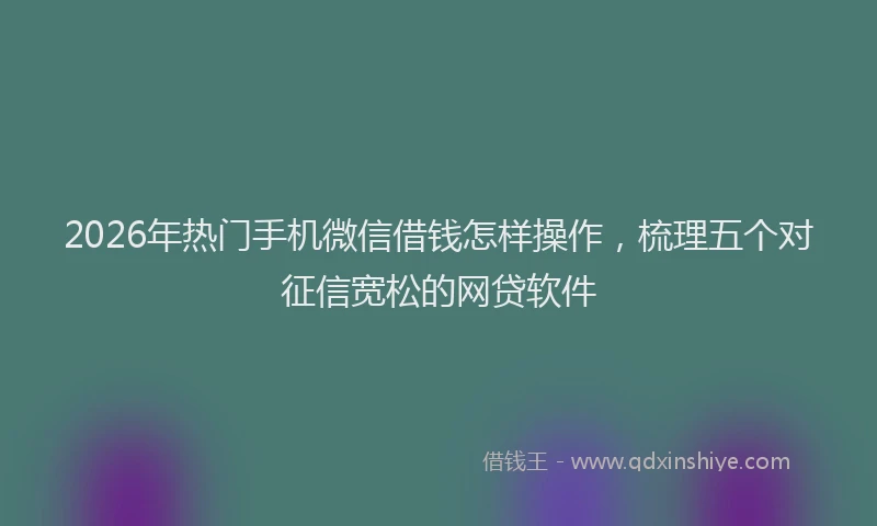 2026年热门手机微信借钱怎样操作，梳理五个对征信宽松的网贷软件