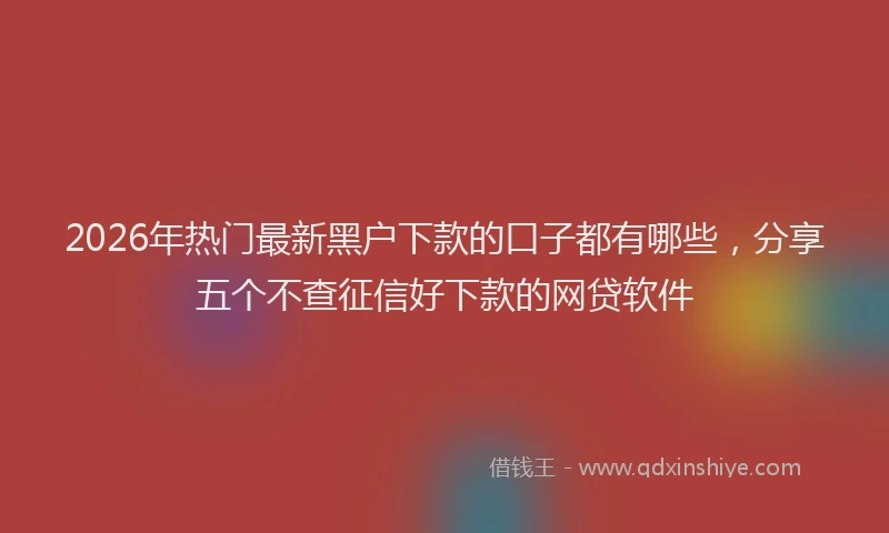 2026年热门最新黑户下款的口子都有哪些，分享五个不查征信好下款的网贷软件