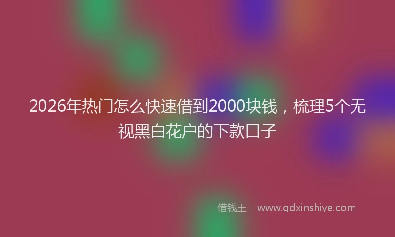 2026年热门怎么快速借到2000块钱，梳理5个无视黑白花户的下款口子