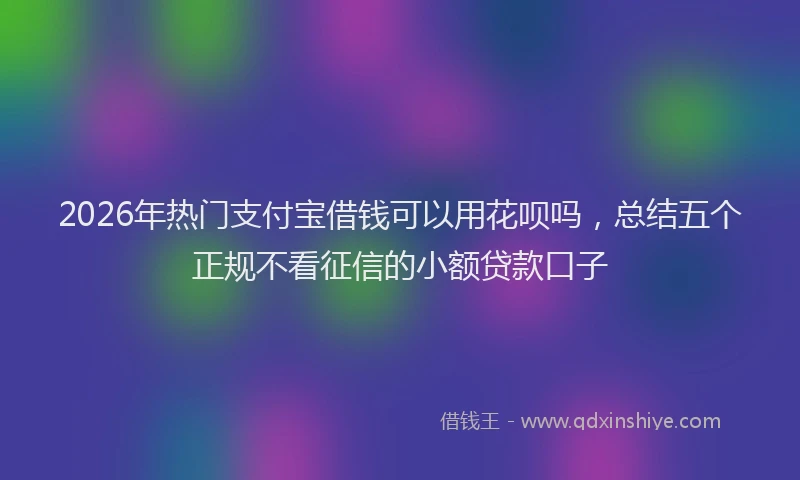 2026年热门支付宝借钱可以用花呗吗，总结五个正规不看征信的小额贷款口子