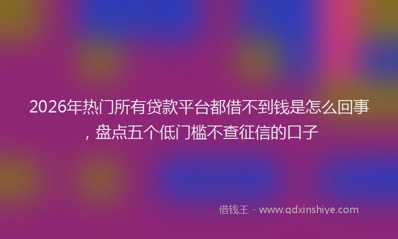 2026年热门所有贷款平台都借不到钱是怎么回事，盘点五个低门槛不查征信的口子
