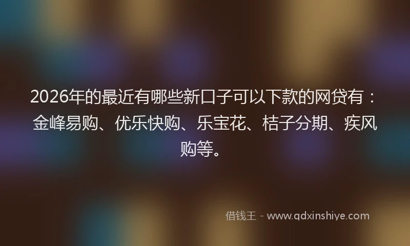 2026年的最近有哪些新口子可以下款的网贷有：金峰易购、优乐快购、乐宝花、桔子分期、疾风购等。