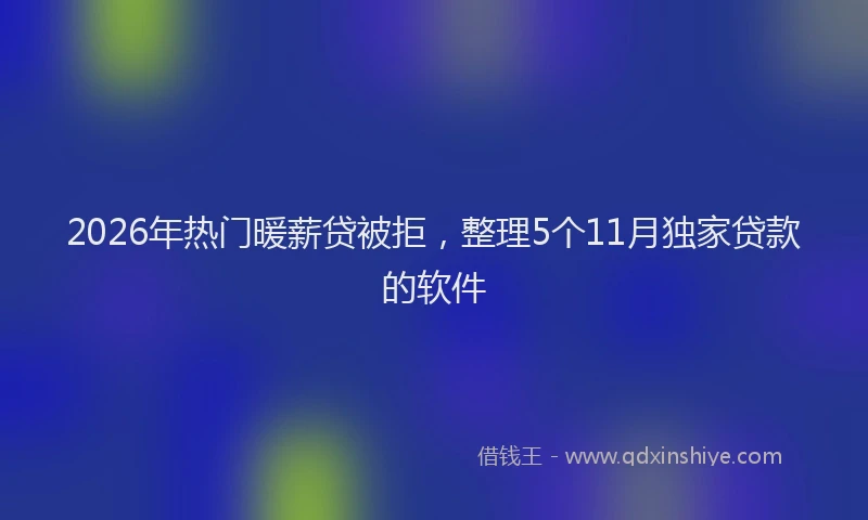 2026年热门暖薪贷被拒，整理5个11月独家贷款的软件