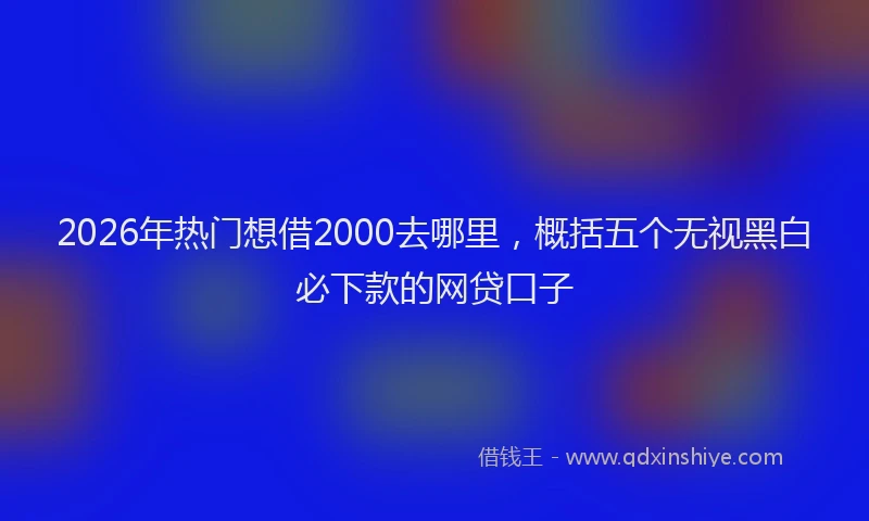 2026年热门想借2000去哪里，概括五个无视黑白必下款的网贷口子