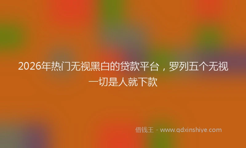 2026年热门无视黑白的贷款平台，罗列五个无视一切是人就下款