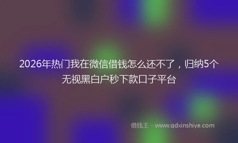 2026年热门我在微信借钱怎么还不了，归纳5个无视黑白户秒下款口子平台