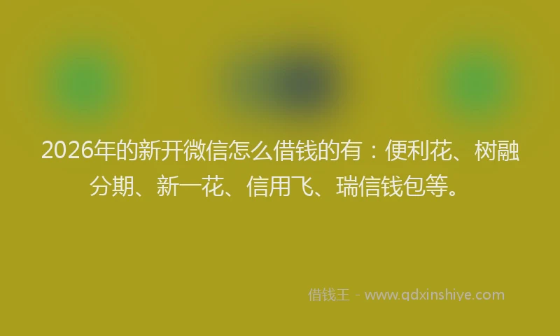 2026年的新开微信怎么借钱的有：便利花、树融分期、新一花、信用飞、瑞信钱包等。